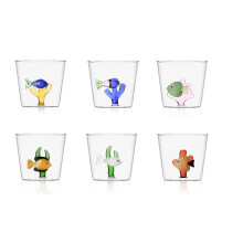 Ichendorf Glass Set of 6 Decorated Water Glasses Marine Garden Fish with Seaweed, 300 ml