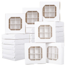 PandaHug 20pcs Empty Sweet Boxes Windowed Cupcake Boxes with Inserts and Window, Pick and Mix Containers Chocolate Cake Packaging Celebration Gift fo
