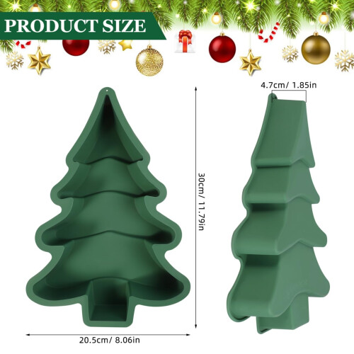Operitacx Christmas Tree Silicone Baking Mould Pan Kitchen Bakeware Tools for Chocolate Cake, Ice, Baking Cake, Pudding, Muffins 2
