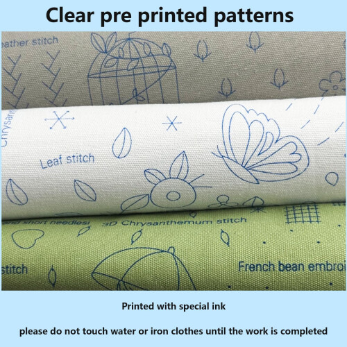 Zeeorymn Embroidery Kit for Beginners,3-Pack Embroidery Starter Kit Including 31 Stitches Learning Step-by-Step Guide, Including Pre-Patterns, Thread 2