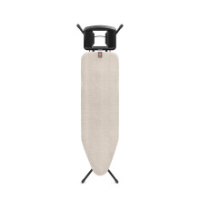 Brabantia Ironing Board B, 124x38cm - Denim Grey | 100% Fairtrade Cotton | 8mm Foam Layer | Stable & Anti-Wobble Frame | Foldable with Adjustable Hei