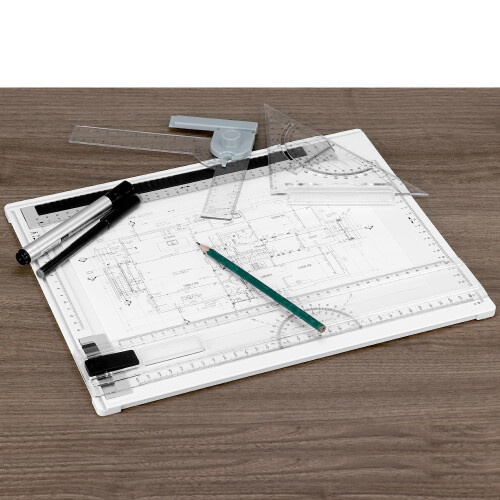 QWORK A4 Multifunction Drawing Board Set, Drafting Table with Adjustable Measuring System & Precision Tools 1