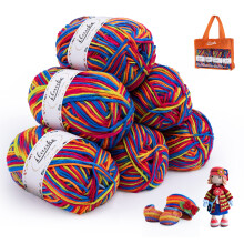 ilauke Crochet Yarn 6 x 50g Balls, 4ply Hand Knitting Wool, Colorful Wool Yarn for Knitting, Acrylic Double Knitting Yarn for Crochet Blanket Dolls D