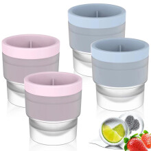 Ice Ball Mould, 4Pcs Round Ice Cube Moulds, Silicone Ice Ball Maker, Stackable Design Ball Ice Cube Moulds with Easy Release, Perfect for Whisky Cock