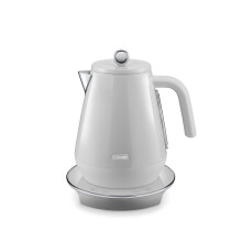 De'Longhi Eclettica SpecialTea KBY3011.W, Classic Style Electric Kettle with Variable Temperature Control 40-100, Anti Scale Filter, 360 Swivel Ba