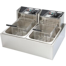 12L/6L Deep Fat Fryer, Electric Deep Fryer w/Non-Slip Easy Clean Adjustable Temperature Control Stainless Steel Fryer with Basket & Lid (12L)