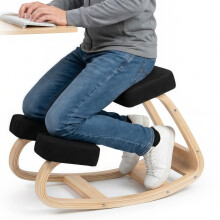 WUDLEP Ergonomic Kneeling Chair, Posture Stool for Home Office Meditation Wooden & Linen Cushion-Office Desk Stool, Wooden Kneeling Chair for Back an