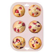 Premier Housewares Non Stick Pastel Pink Muffin Mould | Elegant Pink Finish Silicone Muffin Tray | Versatile And Sturdy Silicon Muffin Mould | Easy T