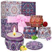 4 Scented Candles Gifts Sets for Women 4.4 Oz Scented Candles Gift for Women 100% Natural Soy Wax Portable Travel Tin Jar Candles for Birthday Annive