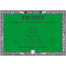 Arches - A1795058 - Watercolour Paper Block - 7" x 10" - 20 Sheets - 300gsm - Cold Pressed - White