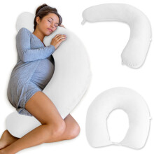 PharMeDoc Nursing Pillow & 2-in-1 Pregnancy Pillow (Machine Washable Cover), Maternity Pillow, Pregnancy Support for Full Body & Long Pillow for Slee