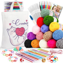 Aeelike Crochet Kits for Beginners Adults, Beginners Crochet Kit for Kids & Adults, 93Pcs Crochet Set-Professional Knitting Crochet Starter Kit with