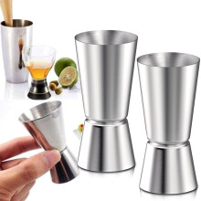 Set of 2 Stainless Steel Double Jiggers - 25/50ml Spirit Measures for Bartending, Home Bar, and Professional Use - Durable and Rust-Resistant Shot Me
