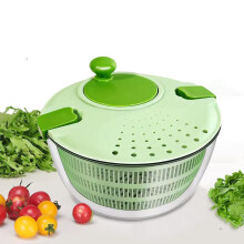 Salad Spinner, Salad Washer and Spinner, 4L Vegetable Dryer PP Salad Spinner, Multifunction Salad Drainer Bowl, Manual Lettuce Spinner & Fruits Veget