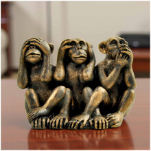 PlentifulHome 3 Wise Monkeys Statue - Hear No Evil, See No Evil, Speak No Evil Resin Figurine with Antique Bronze Finish - Office Desk Decor, Home Ac
