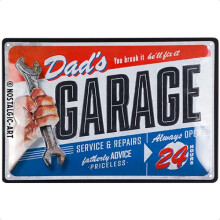 Nostalgic-Art Retro Tin Sign, 7.9" x 11.8", Dad's Garage – Gift idea for dad, made of metal, Vintage design for wall decoration