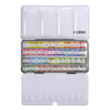 LUKAS 1862 Aquarell Half Pan Metal Box Set, 48 x Half Pan in Assorted Colours, For Professional Watercolour Artists