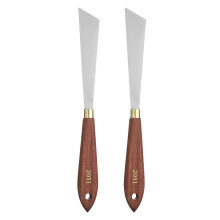sourcing map 2pcs Palette Knife Painting Tool 4.33" x 0.79" Stainless Steel Teardrop Blade 8.66" Length Spatula Painting Pallet Knives with Hole Beec