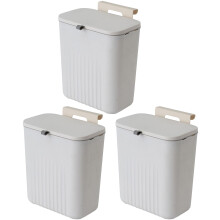 Sooyee 3 Pack 12L/3.2 Gal Kitchen Compost Bin for Countertop or Under Sink, Hanging Small Trash Can with Lid for Cupboard/Bathroom/Bedroom/Office/Cam