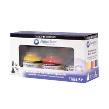Daler-Rowney Aquafine Watercolour Ink Set, 3 x 29.5ml Bottles & 1 FW Mixed Media Marker, Assorted Colours, Ideal for Professional Artists & Students