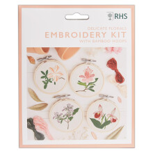 RHS Embroidery Hoop Decoration Kit, Miniature Florals Designs (Pack of 4), Embroidery Kits for Adults & Adults Beginners, Gift Idea