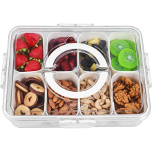 ALINK Divided Serving Tray with Lid and Handle 8 Compartment Veggie Tray with Dividers Portable Travel Snack Containers Stackable Snackle Box Charcut