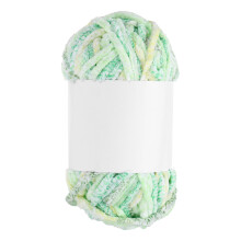 sourcing map Velvet Chenille Yarn Bulky Fluffy Chunky Yarn for Crochet Soft Chenille Blanket for Hand Knitting Crocheting (Yellow & Green, 87.5 Yards
