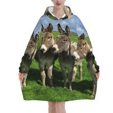 Small Donkey Meadows,Women's Oversized Wearable Blanket Hoodie, Blanket Sweatshirt,Flannel Pullover Blanket