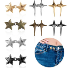 BOXOB 8 Sets Pant Waist Tightener, Alloy Adjustable Star Button Waist Adjuster No Sewing Required Instant Removable Waistband Tightener for Loose Jea