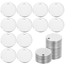 sourcing map 58 Pcs 304 Stainless Steel Flat Round Blank Stamping Tags, 12mm/0.5" Disc Metal Stamping Blanks with Hole for Jewelry Making DIY Crafts