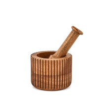 Kimona Mortar & Pestles Acacia Wood Manual Garlic Masher, Garlic Crusher, Pill Crusher Kitchen Utensils Housewarming Gift (Mortar- 4" X 3", Pestle- 5