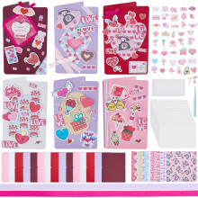 WEBEEDY 15 Sets Valentines's Day Card Making Kits Complete DIY Greeting Card Sets with Blank Cards, Stickers, Envelopes for Beginners Birthday Christ