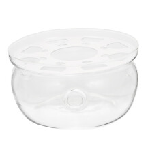 TOYANDONA Glass Teapot Warmer Base Transparent Heat-Resistant Warmer for Tea and Milk with Ventilation Practical Round Glass Heating Pot Stand for Ar
