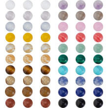 SUPERFINDINGS 60Pcs 20 Styles Mixed Natural Gemstoness Cabochons Half Round Gemstone Cabochons 10mm Quartz Crystal Tiles Cabochon for Earring Necklac