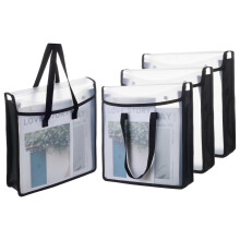 FINGERINSPIRE 4 Pack Scrapbook Paper Storage Bag 33x8x34.5CM Art Portfolio Organizer Craft Paper Holder with Clear Window Durable PP Material Snap Bu