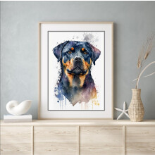 Beauitiful vivid fine art print of a Rottweiler painting (picture 1) (A4 PRINT ONLY) (29.7 X 21CM)