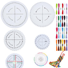WEBEEDY 4 Sizes Round Kumihimo Disks Set with 24 Colors Embroidery Threads for Beginners, Kumihimo Braid Bracelet Making Kit for DIY Jewelry Making B