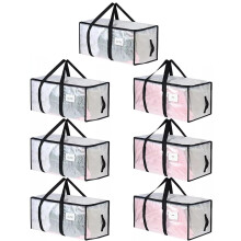 Zjyufy 7 Pack Clear Clothes Storage Bags, 90L Moving Bag Transparent Thick Large Wardrobe Organiser Packing Bags with Zipper and Handles for Clothes
