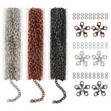TOAOB 15M Necklace Chains Jewelry Making Chains Kit 2mm for Bracelet Necklace Accessories DIY Craft Black White Gold Red Copper in Color with Lobster