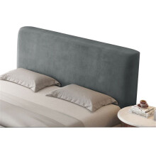 KNVSS Headboard Cover, Soft Stretch Velvet Fabric, 360 Degree Protection Stretch Headboard Cover, Dust Protector for Padded Headboard (Dark Grey, 150