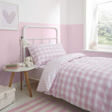 Bianca Check and Stripe Pink Duvet Cover + Pillowcase for Bed 180 cm - 260 x 240 + 2 (50 x 110)