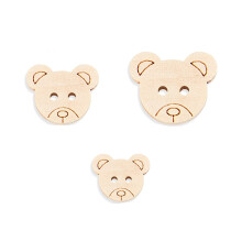 ieron 120 PCS Wooden Teddy Bear Buttons for Baby Cardigans Knitting Wooden Buttons 2 Holes 3 Sizes Small Wood Bear Patterns Buttons for DIY Sewing Cr