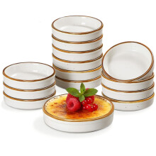 ONEMORE Ramekin Set of 14, Creme Brulee Ramekins Oven Safe 4 oz Ceramic Shallow Souffle Dishes for Baking Exquisite Desserts, Small Dipping Sauce Ram