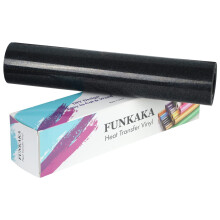 Glitter HTV Vinyl - 12” x 25 Ft FUNKAKA Glitter Black Heat Transfer Vinyl Rolls, Glitter Black Iron on Vinyl for DIY Design (Glitter Black)