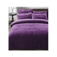 DigitalSpot Soft Duvet Cover With Pillow Cases Warm Pleated Fleece Duvet Cover Bedding (Duvet Set Plum Super King)