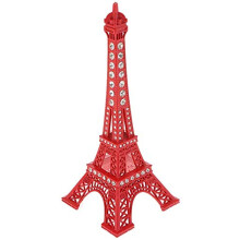 Taotenish Eiffel Tower Figurine Metal Paris Eiffel Tower Figurine Statue as Jewelry Stand Holder Vintage Model Decor - Red