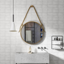 Large Circle Mirror, Hanging Wall-mounted Mirrors, Gold Hemp Rope Mirror Clear Practical Makeup Vanity Mirror Creativity Decorative Mirror (Size : Di