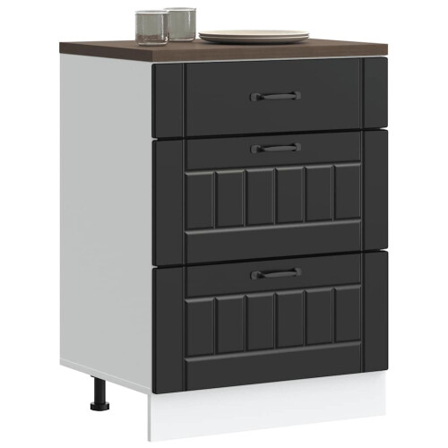LAPOOH Kitchen Base Cabinet Lucca Black Engineered Wood-854270