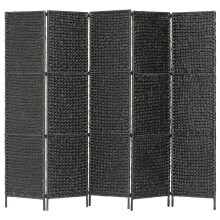 LAPOOH 5-Panel Room Divider Black 193x160 cm Water Hyacinth,Room Divider,Room Divider Screen,Bedroom Panel Screen,Bedroom Furniture(SPU:247352)