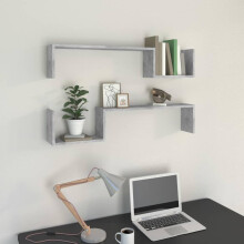 Shelving-Wall Shelves & Ledges-Wall Shelf 2 pcs Concrete Grey 100x15x20 cm Engineered Wood